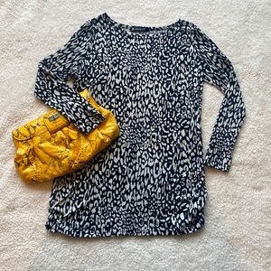 Allegra K black/white leopard sweater